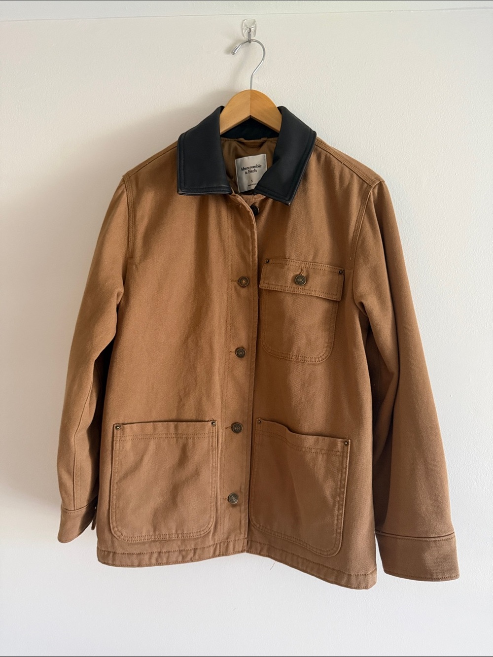 Like New Abercrombie Mid-Length Twill Workwear Barn Jacket in Toasted Taupe S - Picture 2 of 5